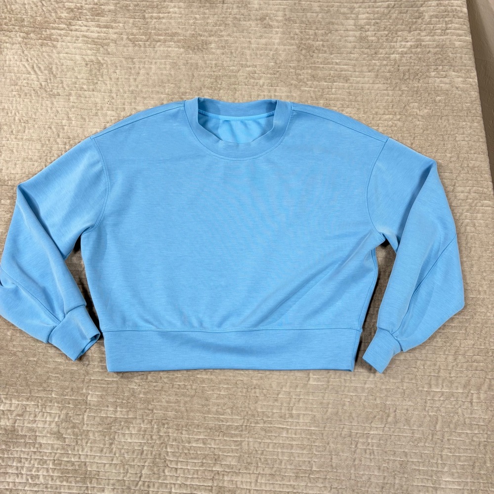 Lululemon Perfectly Oversized Cropped Crew Blue Sweatshirt LW3GL9S Size 2